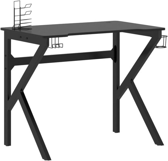 Gaming Bureau - Werkstation Bureau - Thuiswerken Gaming - Met Hoofdtelefoonhouder - 90x60x75 cm - Zwart van Merkloos