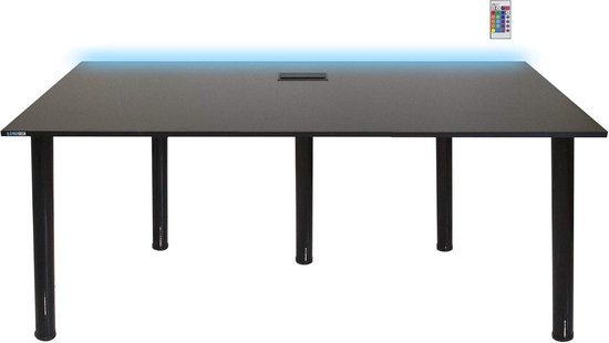 Gaming Bureau - Werkstation Bureau - Thuiswerken Gaming - Verstelbare Poten LED - 165 x 68 x 73cm - Zwart van Merkloos