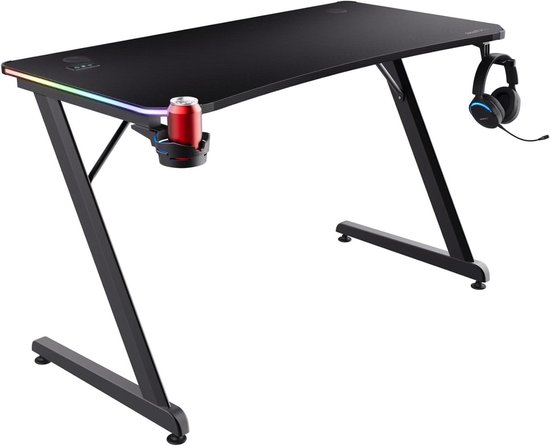 Gaming Bureau - Werktafel Bureau - Comfortabel Gamen - Geïntegreerde LED Verlichting - 120 x 60 cm - Zwart