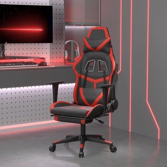 Gaming chair - Bureaustoel - Comfortabel zitten en ontspannen - Met massagefunctie - 52 x 51 x 24 cm - Zwart rood
