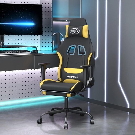 Gaming Chair - Race Stoel - Comfortabel Zitten - Met Massagefunctie - 42 cm Zithoogte - Geel Zwart