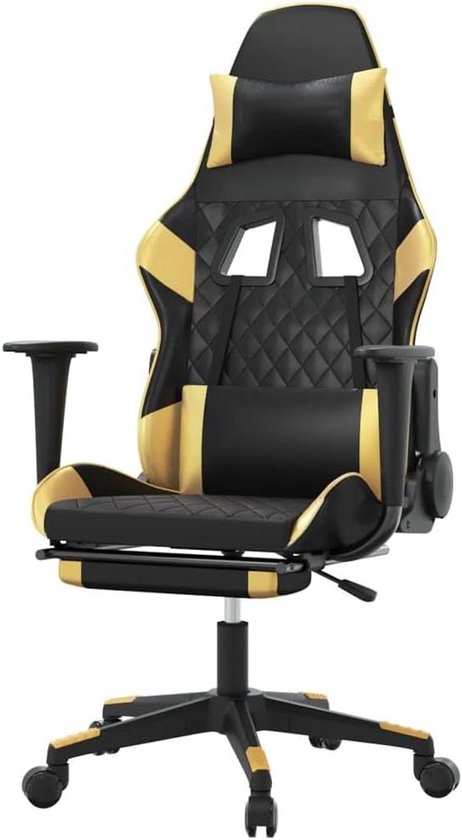 Gaming Chair - Racestoel Computerstoel - Comfortabel Gamen - Verstelbare Rugleuning Voetensteun - 64 x 60 x 127 cm