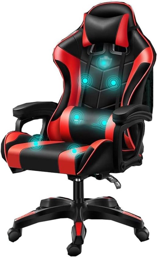 Gaming Chairs with Massage, Ergonomic Computer Gaming Chair, Home Office Chair, Office Chairs with 7-Point Vibration, Adjustable Headrest and Lumbar Support (Color : /Red, Size : A) Octopus Feet