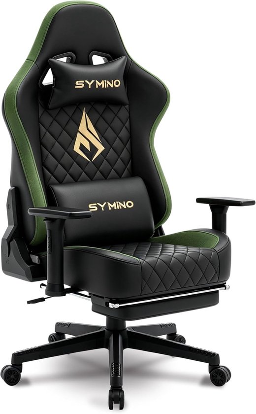 Gaming en Kantoorstoel - PU Leder Zwart-Groen - Ergonomisch - Verstelbare Rugleuning - Voor Thuiswerkers