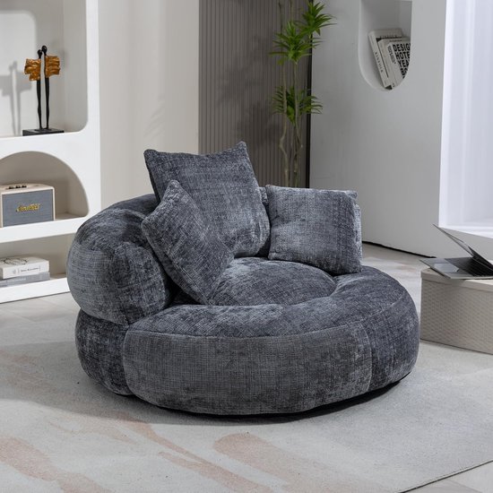 Gaming Fauteuil - Zit zak stoel - Ontspannen gamen - Ergonomische vormgeving - 108x108x52cm - Grijs