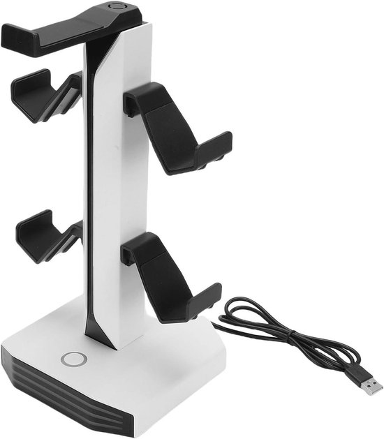 Gaming Headset Standaard - Controller Houder - Gaming Setup Organiseren - Geïntegreerde RGB Verlichting - 29.8 cm Hoogte - Zwart