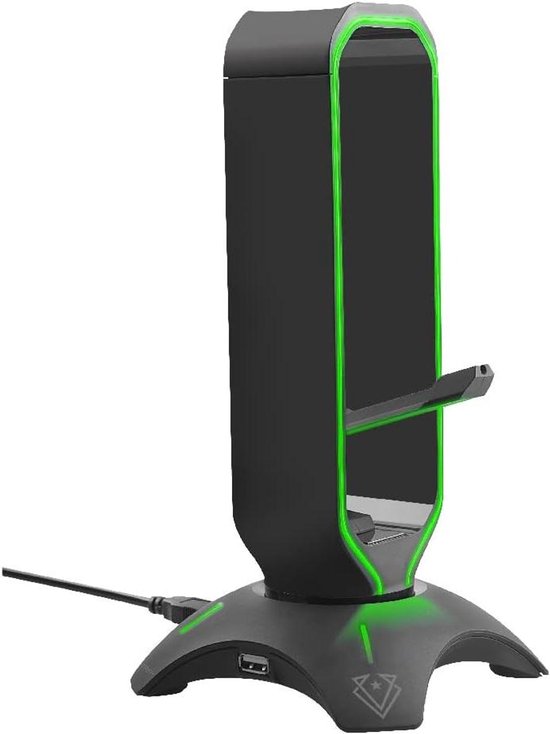 Gaming Headset Standaard - Headset Houder - Bureau Organisatie - 3-in-1 Multifunctioneel - Met RGB Verlichting - Zwart