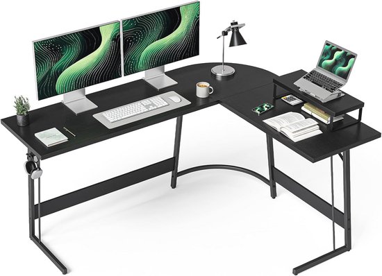 Gaming Hoekbureau L-vorm 150 x 120 cm - Ruimtebesparend Bureau met Monitorstandaard