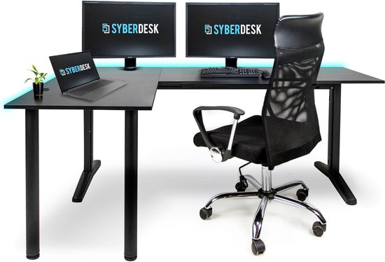 Gaming Hoekbureau - L-vorm bureau Speeltafel - Gaming setup - Geïntegreerd kabelbeheer - 197 x 132 cm - Hout