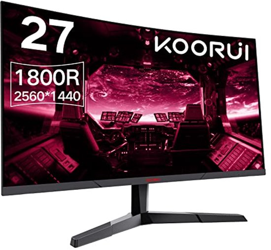 Gaming Monitor 27 inch QHD 144Hz 1ms gebogen scherm met ultradun frame van Merkloos