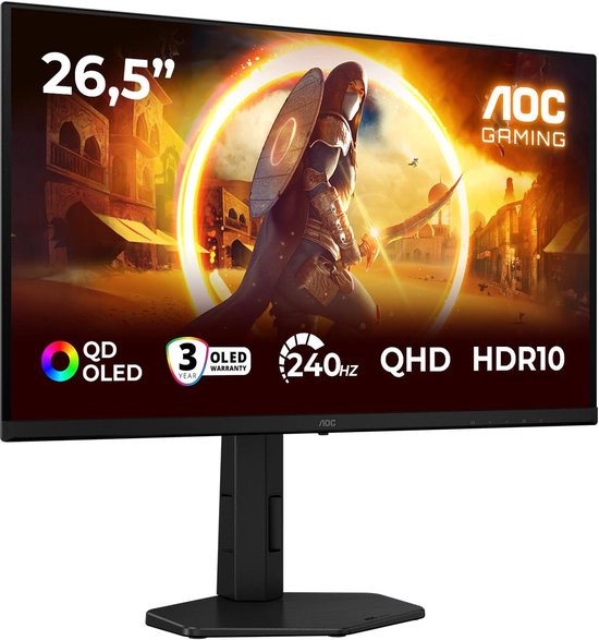 Gaming Monitor - QHD Display - Snelle Games - QD-OLED Paneel - 265 Inch - Zwart van Merkloos