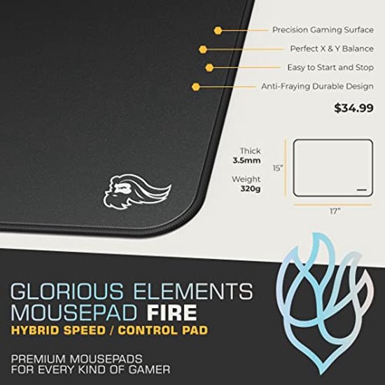 Gaming Mousepad met Hybride Oppervlak - Voor Nauwkeurigheid, Snelheid en Controle - 430 x 380 x 3 mm - Zwart