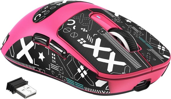 Gaming Muis - Draadloze Muis - Competitief Gamen - Ultralicht 49 Gram - 26000 DPI - Bessenrood van Merkloos