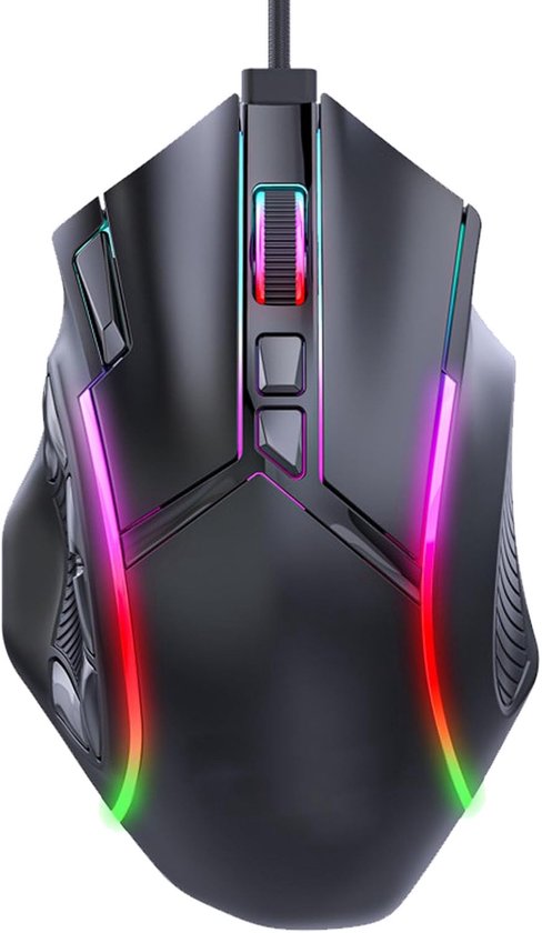 Gaming Muis - Programmeerbare Muis - Intensief Gamers - 12 Knoppen Verlichting - 12800 DPI van Merkloos