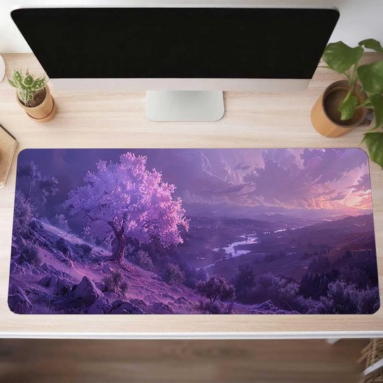 Gaming Muismat - Bureaumat Tafelpad - Verbeterde Precisie Gaming - Antislip Waterdicht Wasbaar - 100x40 cm XXL - Paars