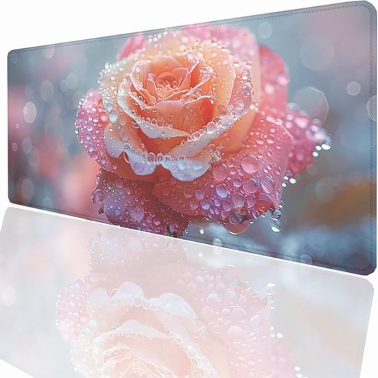 Gaming Muismat - Grote Tafelonderlegger - Precisie en Snelheid - Waterdicht Antislip - 800x400x3mm - Roze Bloem
