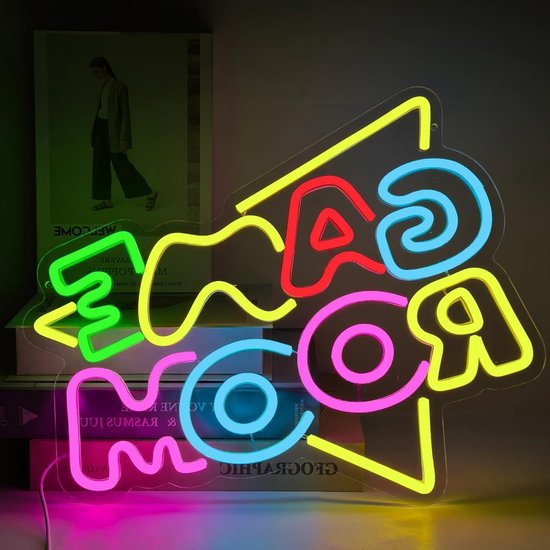 Gaming Neonbord - LED Lichtreclame - Speelkamer Decoratie - Flexibele LED Strips - 41 x 31.5 cm - Kleurrijk van Merkloos