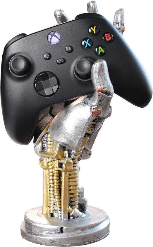 Gaming Standaard - Controllerhouder Hoofdtelefoon - Bureau Decoratie - Uniek Robotarm Design - 10x10x25 cm - Metaal Zilver van Merkloos