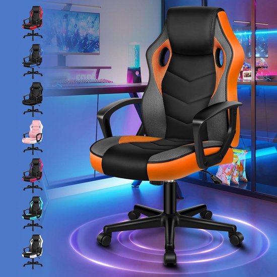 Gaming Stoel - Bureau Stoel - Langdurig Zitten - Ergonomisch Ontwerp - 70 cm Diep - Oranje