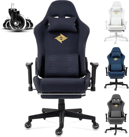 Gaming stoel - Bureaustoel - Comfortabel zitten - Massage functie - 150 kg draagvermogen - Zwart