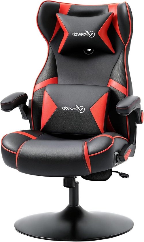 Gaming Stoel - Bureaustoel Computerstoel - Comfortabel Gamen - Geintegreerde Bluetooth Luidsprekers - 69x73x112-118cm - Rood Zwart van Merkloos