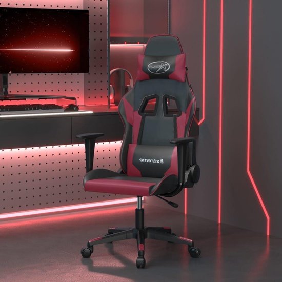 Gaming Stoel - Bureaustoel Ergonomisch - Comfortabel Zitten - Met Massagefunctie - 52x51x21 cm - Zwart Wijnrood