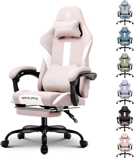 Gaming Stoel - Bureaustoel Gamer - Comfortabel Zitten - Verstelbare Rugleuning - 55 x 55 x 130 cm - Roze