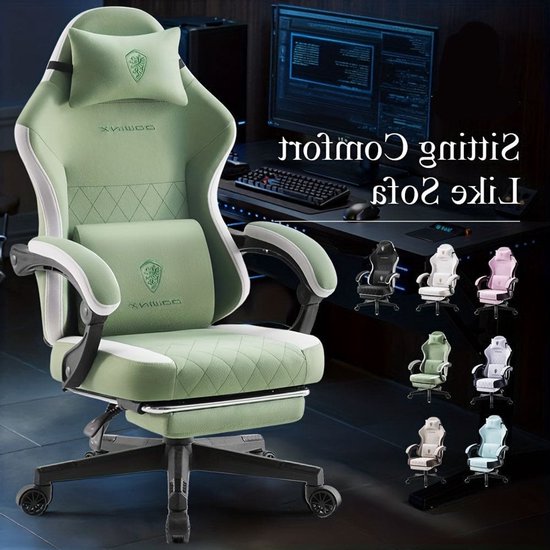 Gaming Stoel – Bureaustoel – Office Chair – Gamestoel – Zwarte Stoel Met Voetensteun – Ergonomische Lendensteun – Draagkracht 300 Kg – Racing Design Groen van Merkloos