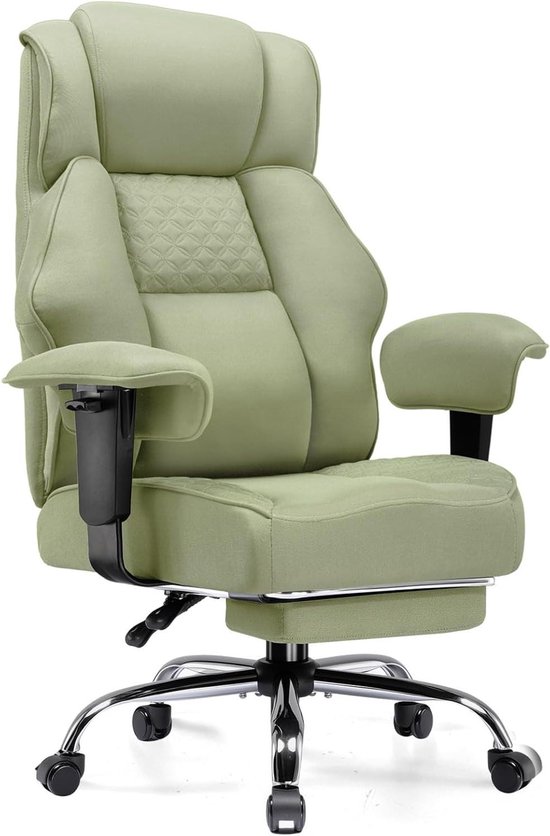 Gaming stoel - Bureaustoel stof - Comfortabel gamen - Verstelbare rugleuning - Tot 180 kg - Groen