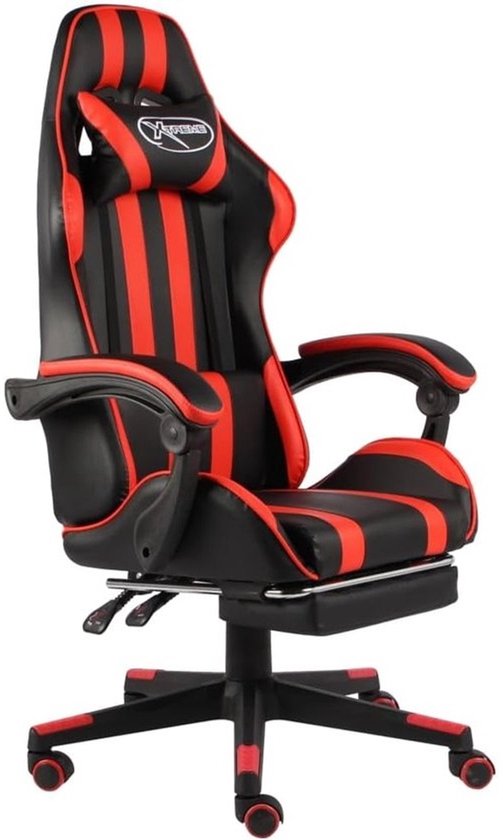 Gaming stoel - Comfortabele bureaustoel - Langdurig gamen - Met verstelbare voetsteun - Tot 110 kg - Zwart rood