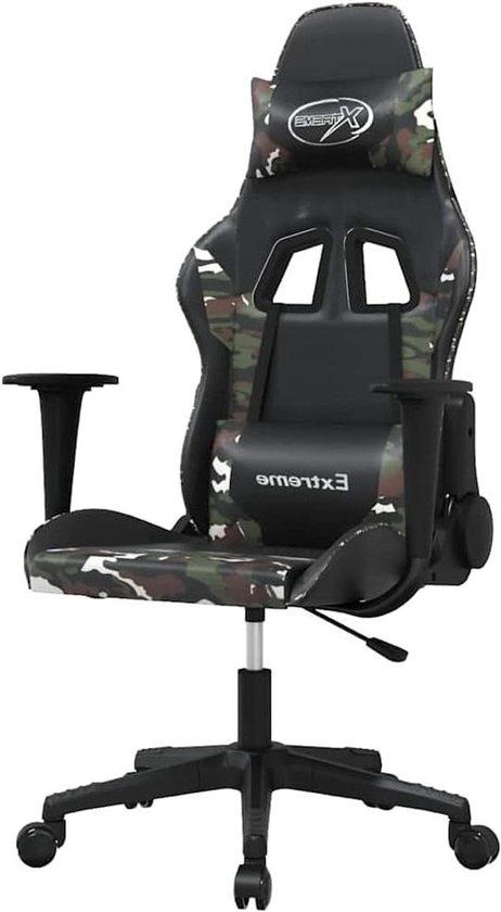 Gaming Stoel - Comfortabele Fauteuil - Ontspannen Zitten - Ingebouwde Massagefunctie - 110 kg Max - Zwart Camouflage