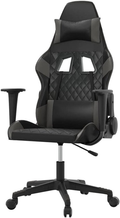 Gaming Stoel - Comfortabele Fauteuil - Ontspannen Zitten - Ingebouwde Massagefunctie - 64 x 60 x 127 cm - Zwart Grijs