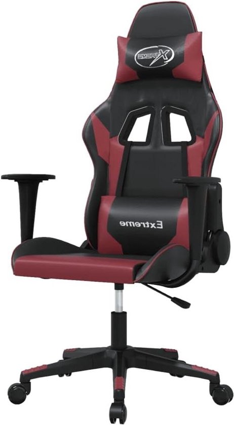 Gaming Stoel - Comfortabele Fauteuil - Ontspannen Zitten - Met Massagefunctie - Verstelbare Hoogte - Zwart Wijnrood