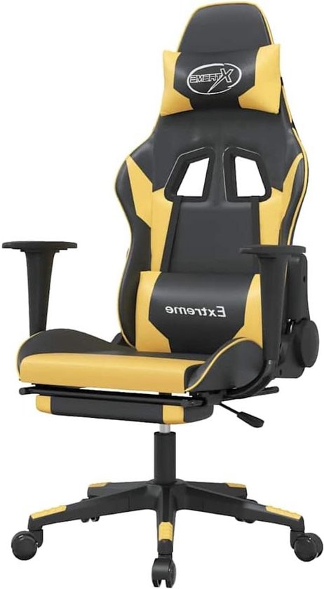 Gaming Stoel - Comfortabele Fauteuil - Ontspannen Zitten - Met Voetensteun - Niet Gespecificeerd - Zwart/Goud