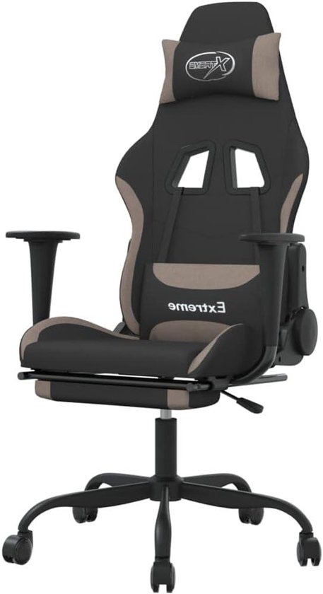 Gaming Stoel - Comfortabele Fauteuil - Ontspannen Zitten - Met Voetsteun - N.v.t. - Zwart Taupe