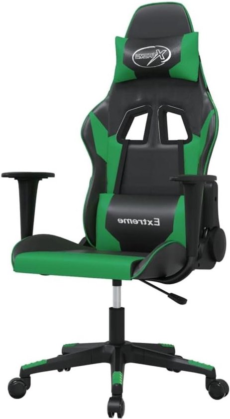 Gaming Stoel - Comfortabele Fauteuil - Ontspannen Zitten - Verstelbare Rugleuning - 1 Stuks - Zwart Groen