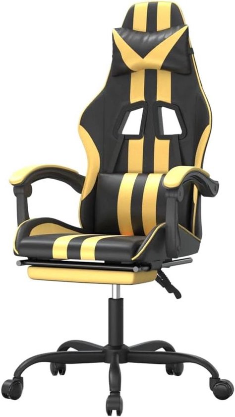 Gaming stoel - Comfortabele stoel - Intensief gamen - Verstelbare rugleuning - 131 cm hoog - Zwart goud
