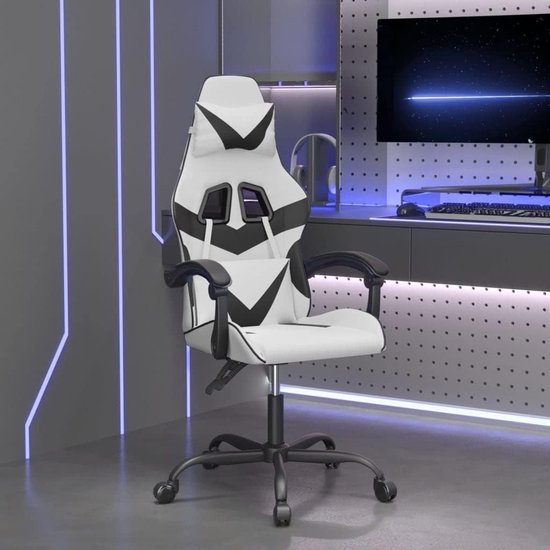 Gaming Stoel - Comfortabele Stoel - Lang Zitten - Vuilafstotend Leer - Niet Gespecificeerd - Wit Zwart