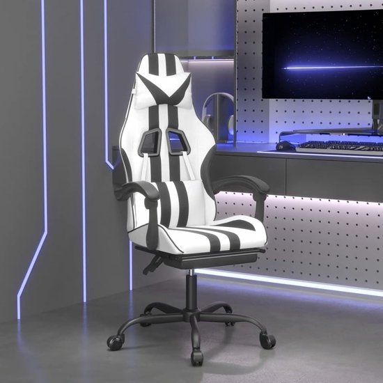 Gaming Stoel - Comfortabele Stoel - Langdurig Zitten - Inclusief Voetsteun - Niet Gespecificeerd - Wit Zwart