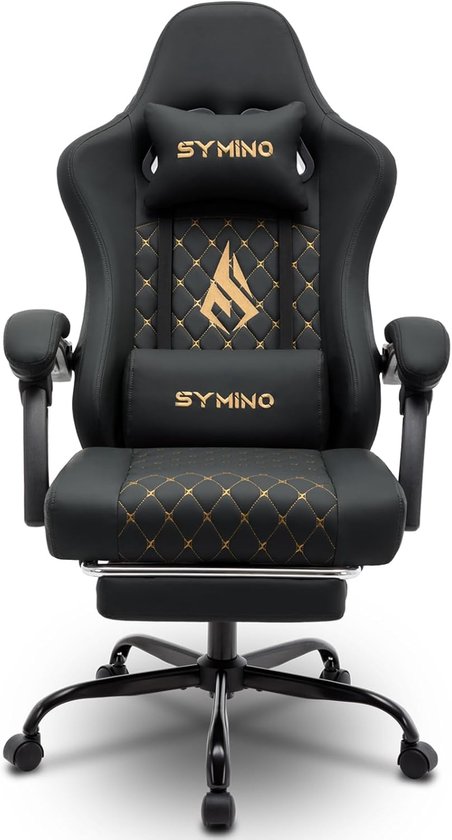 Gaming stoel - Comfortabele stoel - Langdurig zitten - Met voetsteun - 83 cm diep - Zwart