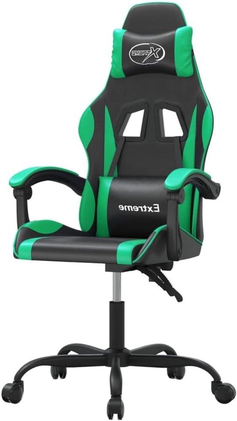 Gaming stoel - Comfortabele stoel - Langdurig zitten - Verstelbare rugleuning - 1 stuk - Zwart groen