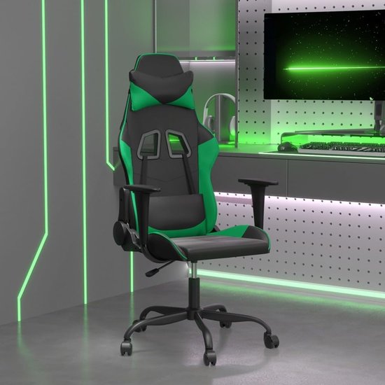 Gaming Stoel - Comfortabele Stoel - Langdurig Zitten - Verstelbare Rugleuning - 45 cm Zitdiepte - Zwart Groen