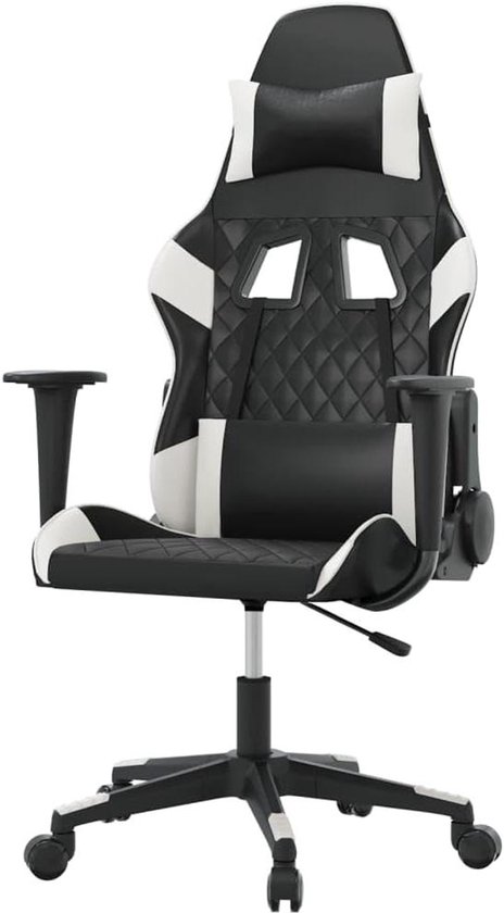 Gaming Stoel - Comfortabele Stoel - Ontspannen Zitten - Met Massagefunctie - 64 x 60 x 127 cm - Zwart Wit
