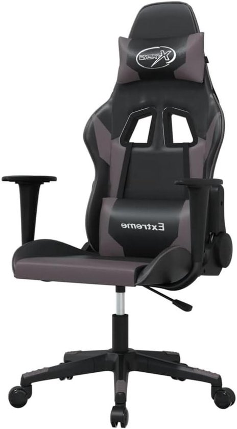 Gaming Stoel - Comfortabele Stoel - Ontspannen Zitten - Met Massagefunctie - Verstelbaar - Zwart Grijs
