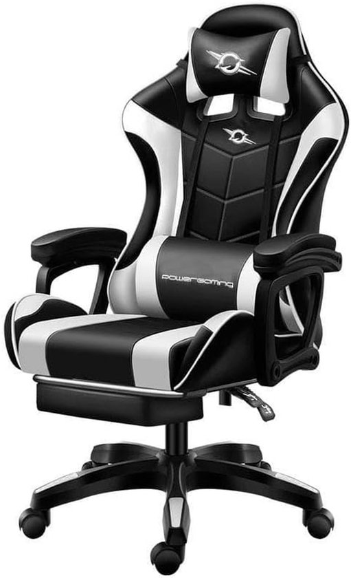 Gaming Stoel - Comfortabele Stoel - Thuisgebruik - Hoge Rugleuning - 45 cm Diep - Zwart Wit