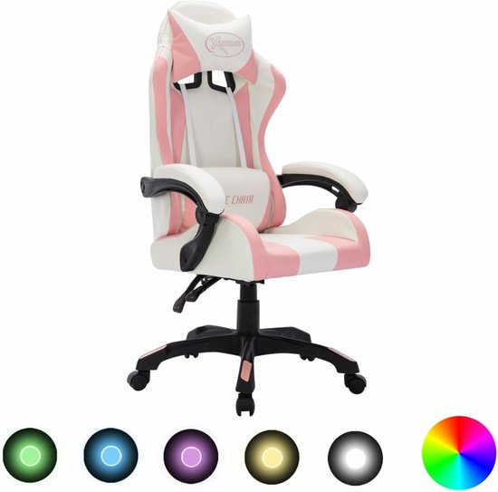 Gaming Stoel - Comfortabele Werkplek - Ontspannen Zitten - Verstelbare Rugleuning - 119 cm Hoog - Roze Zwart
