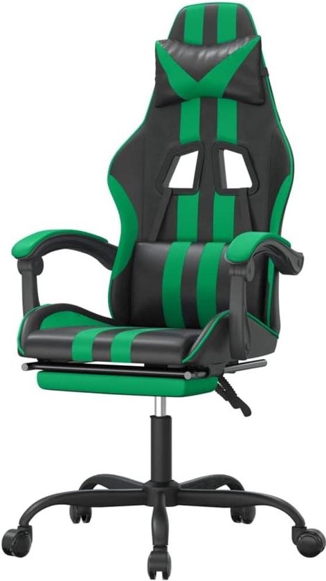 Gaming stoel - Comfortabele zetel - Comfortabel gamen - Verstelbare rugleuning - 131 cm hoog - Zwart groen