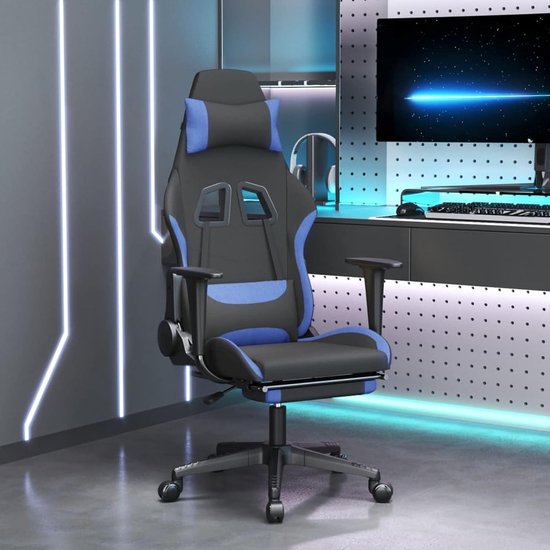 Gaming Stoel - Comfortabele Zetel - Langdurig Zitten - Verstelbare Rugleuning - 360 Graden Draaibaar - Zwart Blauw