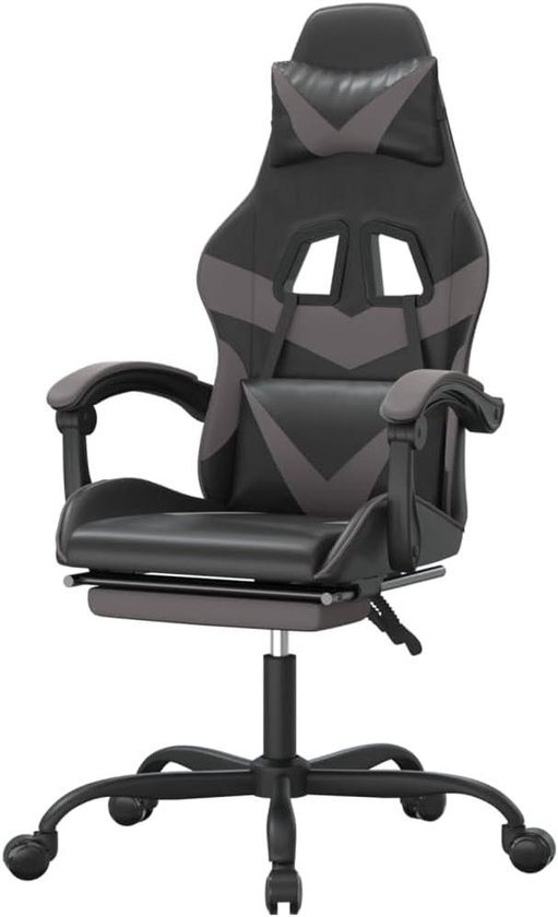 Gaming Stoel - Comfortabele Zetel - Langdurig Zitten - Verstelbare Rugleuning - 57.5 x 59.5 cm - Zwart Grijs