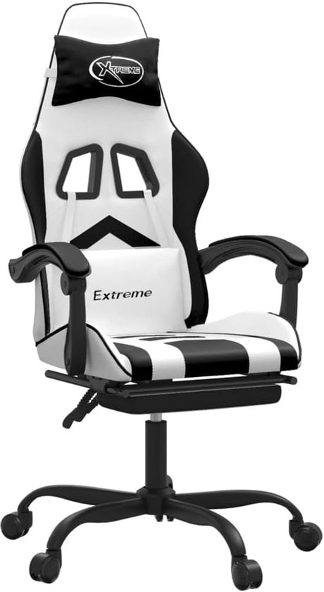 Gaming stoel - Comfortabele zetel - Ontspannen gamen - Verstelbare rugleuning - N.v.t. - Wit zwart